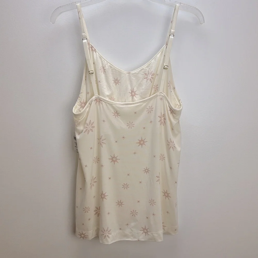 Soma‎ Cool Nights V Neck PJ Sleep Cami Size L Sparkle Stars Floral Ivory …